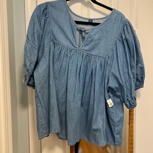 Old Navy Light Blue Denim Blouse